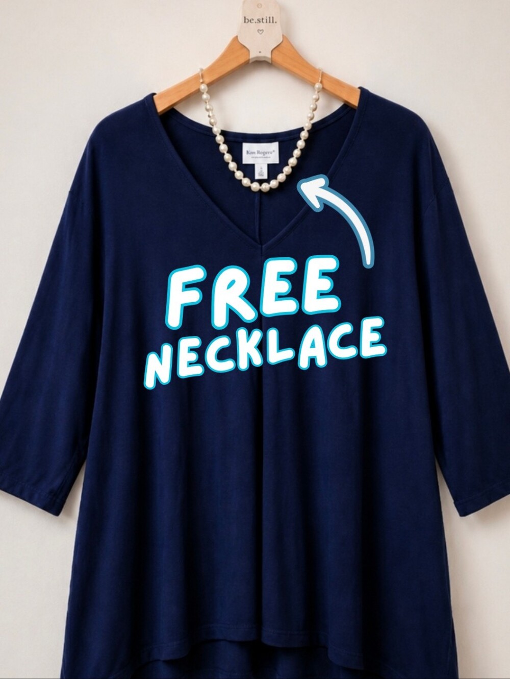 Kim Rogers Navy Tunic 3X + FREE Kim Rogers Necklace